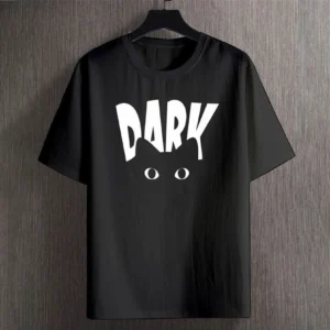 تیشرت طرح گربه و کلمه DARK