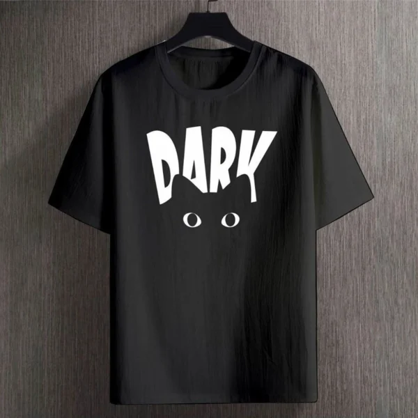 تیشرت طرح گربه و کلمه DARK