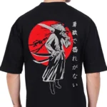 تیشرت طرح گرافیکی سامورایی و ماه قرمز