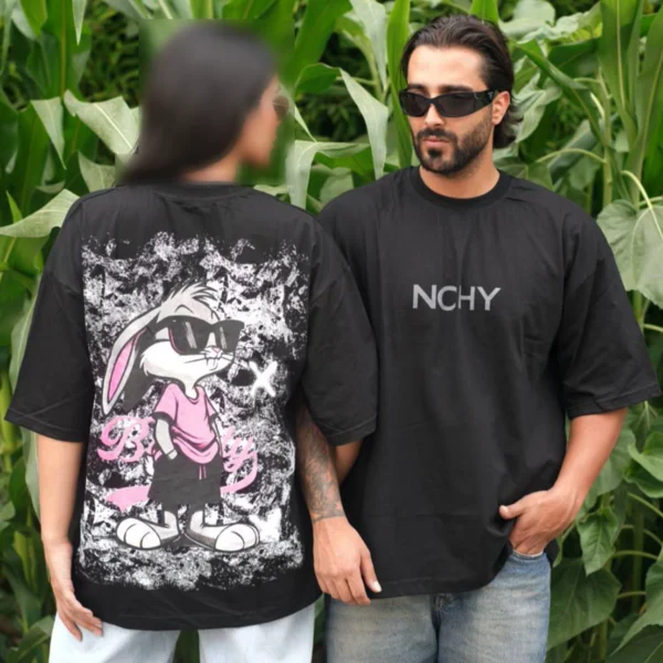 تیشرت نخ 28 دخترانه – طرح خرگوش با متن NCHY